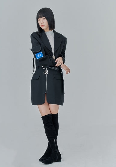 オージーオーディー(OZOD) CROP BLAZER_black