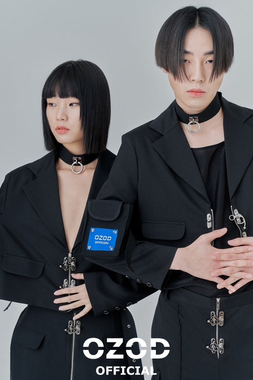 オージーオーディー(OZOD) CROP BLAZER_black