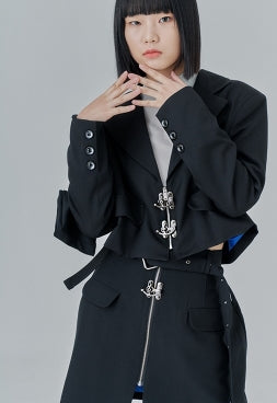 オージーオーディー(OZOD) CROP BLAZER_black