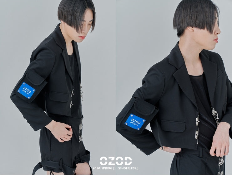 オージーオーディー(OZOD) CROP BLAZER_black