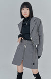 オージーオーディー(OZOD) CROP BLAZER_gray