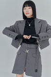 オージーオーディー(OZOD) CROP BLAZER_gray