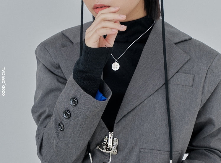 オージーオーディー(OZOD) CROP BLAZER_gray