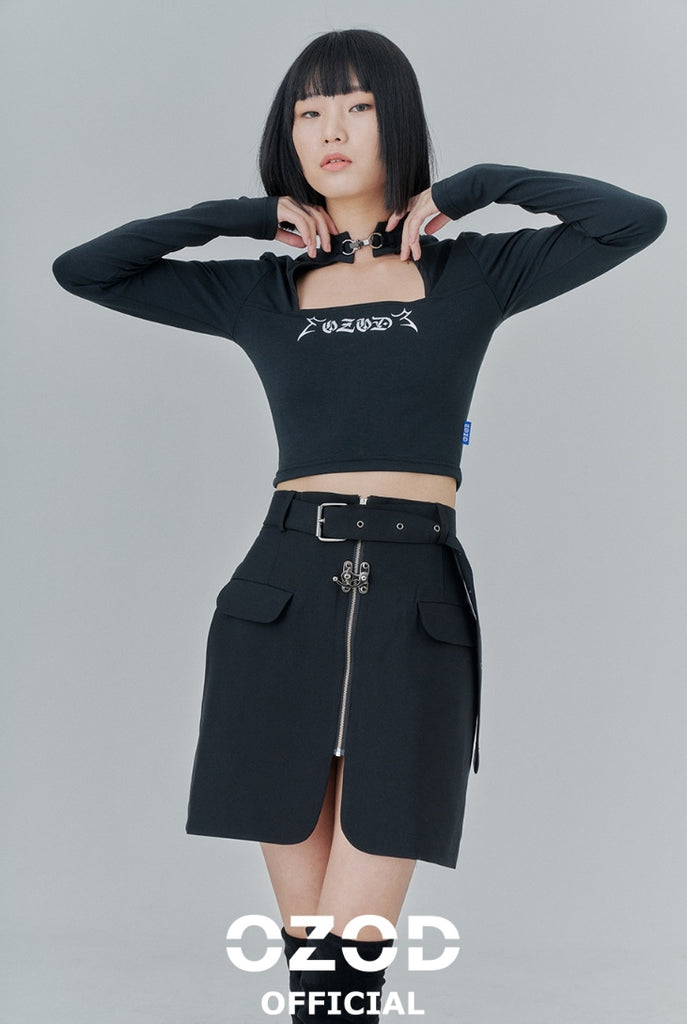 オージーオーディー(OZOD) SQUARE NECK TOP_black