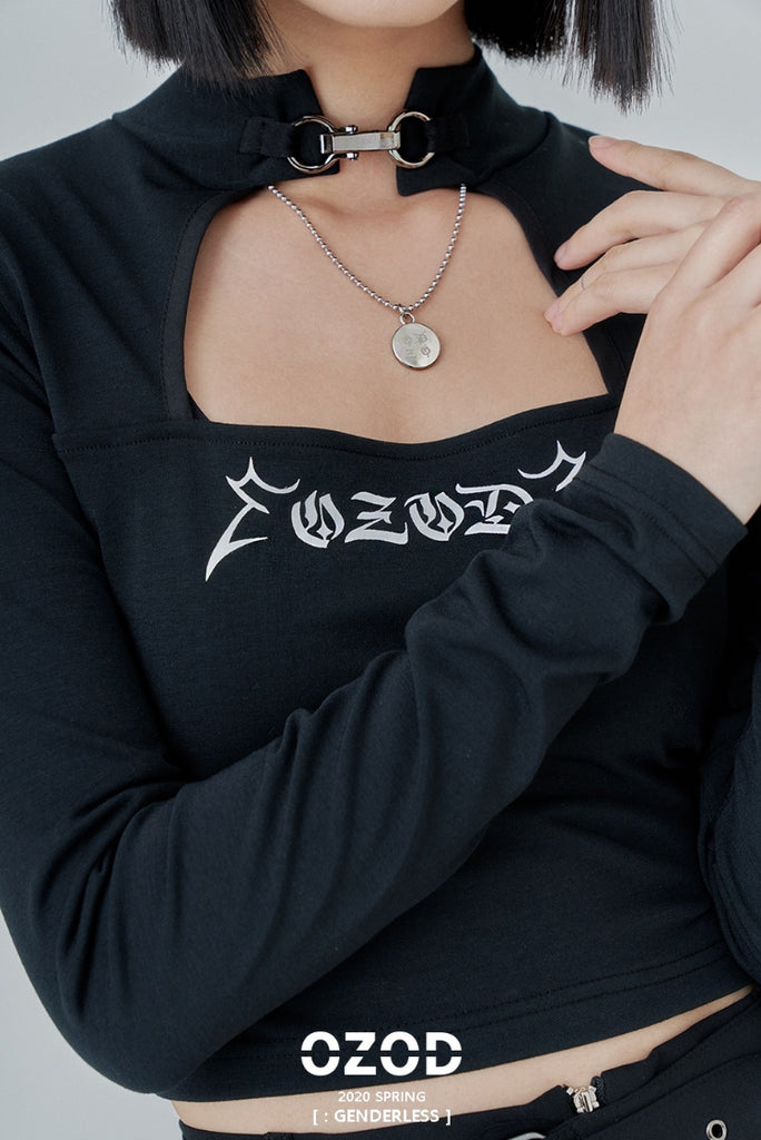 オージーオーディー(OZOD) SQUARE NECK TOP_black