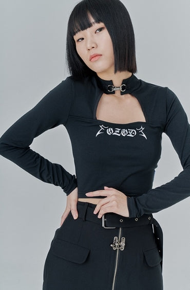 オージーオーディー(OZOD) SQUARE NECK TOP_black