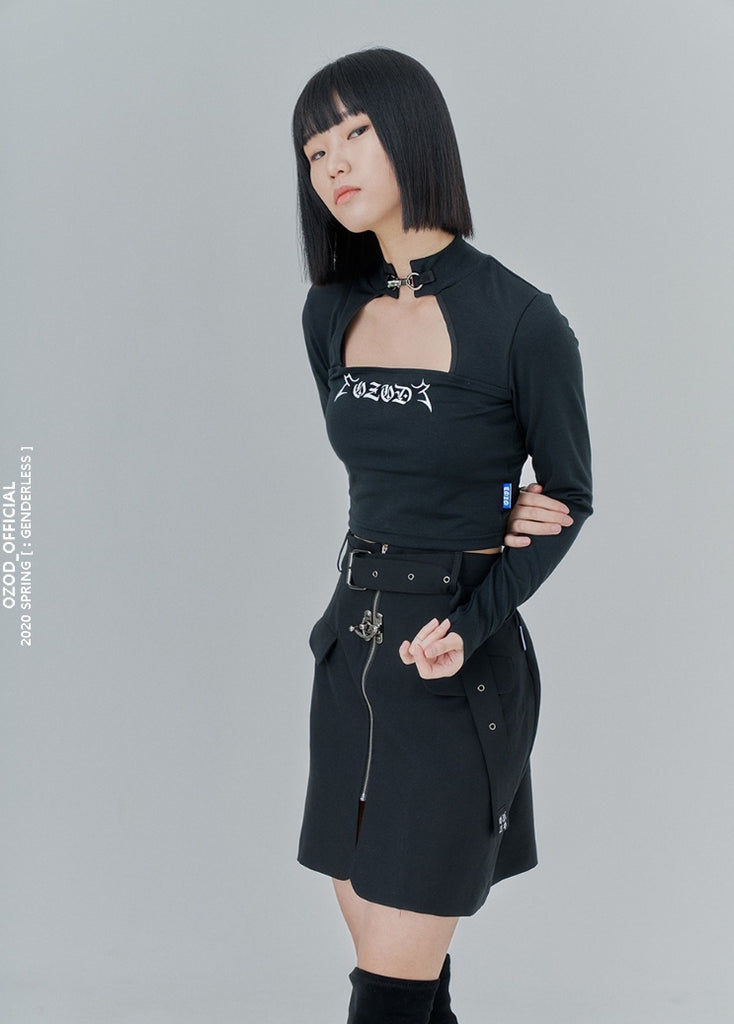 オージーオーディー(OZOD) SQUARE NECK TOP_black