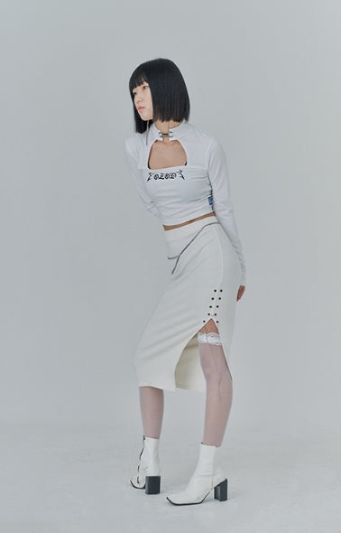 オージーオーディー(OZOD) SQUARE NECK TOP_white