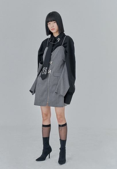 オージーオーディー(OZOD) CHAIN BIG SHIRTS_black