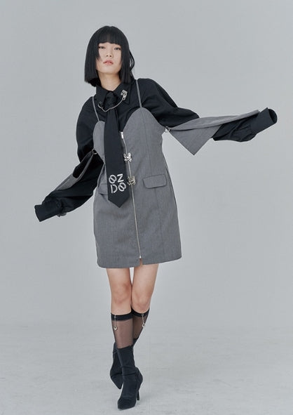 オージーオーディー(OZOD) CHAIN BIG SHIRTS_black