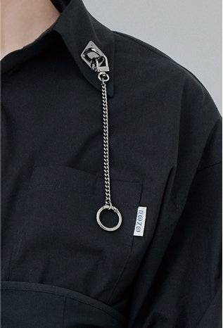 オージーオーディー(OZOD) CHAIN BIG SHIRTS_black
