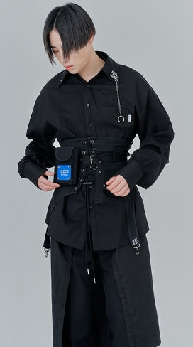 オージーオーディー(OZOD) CHAIN BIG SHIRTS_black