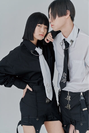 オージーオーディー(OZOD) CHAIN BIG SHIRTS_black