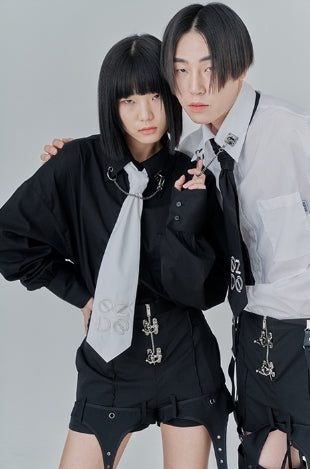 オージーオーディー(OZOD) CHAIN BIG SHIRTS_black
