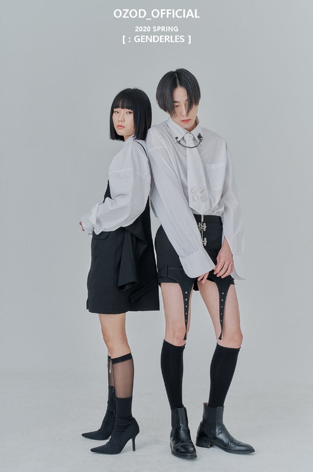 オージーオーディー(OZOD) CHAIN BIG SHIRTS_white
