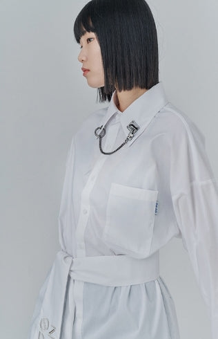 オージーオーディー(OZOD) CHAIN BIG SHIRTS_white