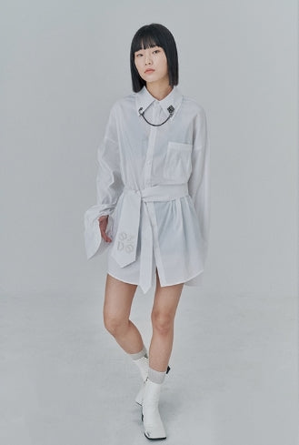 オージーオーディー(OZOD) CHAIN BIG SHIRTS_white