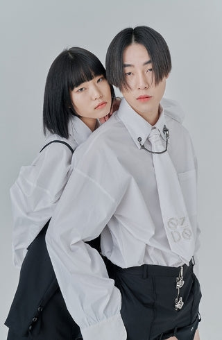 オージーオーディー(OZOD) CHAIN BIG SHIRTS_white