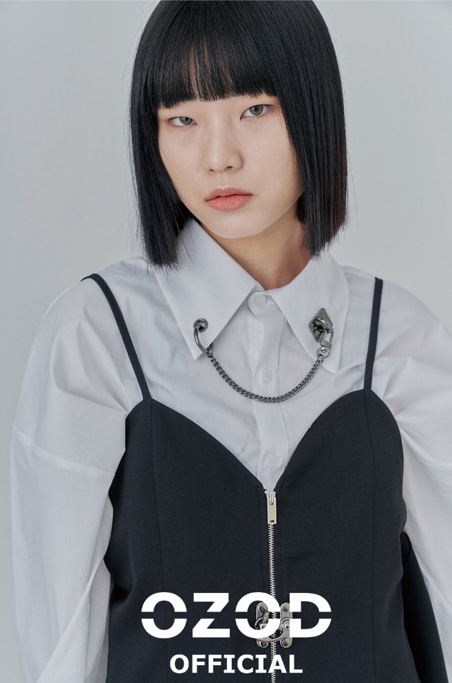 オージーオーディー(OZOD) CHAIN BIG SHIRTS_white