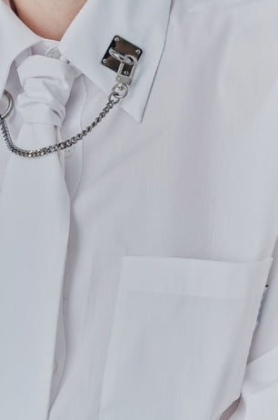 オージーオーディー(OZOD) CHAIN BIG SHIRTS_white
