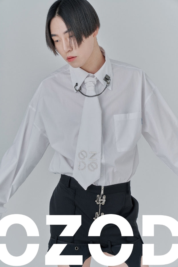オージーオーディー(OZOD) CHAIN BIG SHIRTS_white