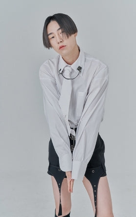 オージーオーディー(OZOD) CHAIN BIG SHIRTS_white