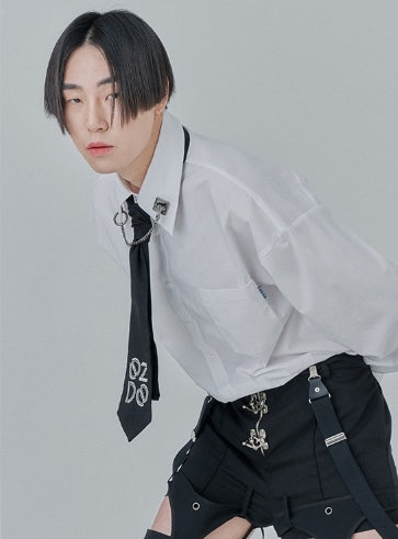 オージーオーディー(OZOD) CHAIN BIG SHIRTS_white