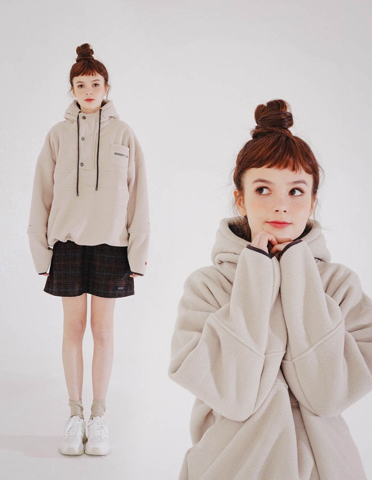 ダブルユーブイプロジェクト(WV PROJECT) NC BOUCLE ANORAK HOODIE LIGHT BEIGE MJHD7363