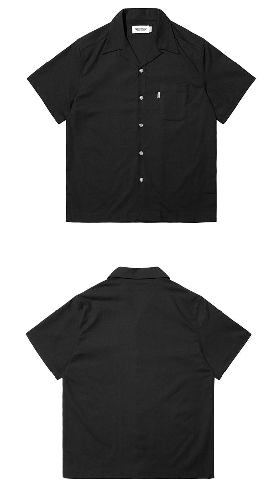 セイントペイン(SAINTPAIN) SP LINEN OPEN COLLAR SHIRTS-BLACK