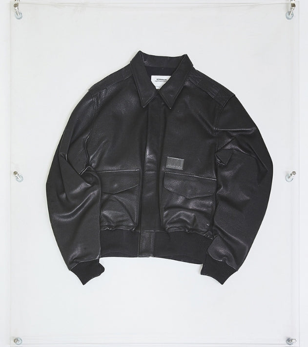 NOMANUAL(ノーマニュアル) NM A-2 LEATHER JACKET - BLACK