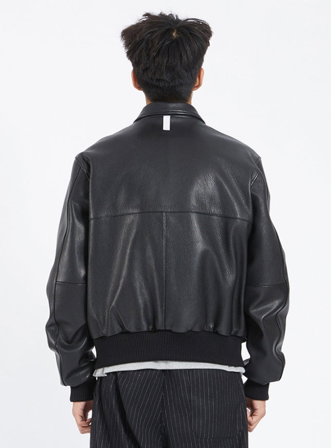 NOMANUAL(ノーマニュアル) NM A-2 LEATHER JACKET - BLACK