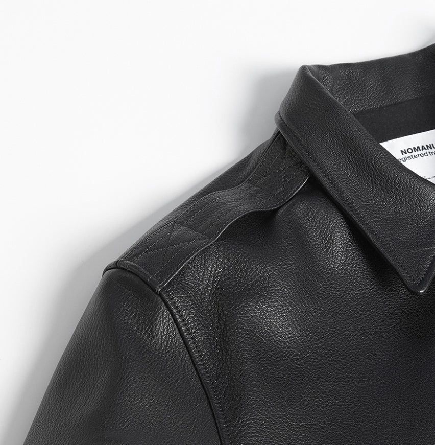 NOMANUAL(ノーマニュアル) NM A-2 LEATHER JACKET - BLACK