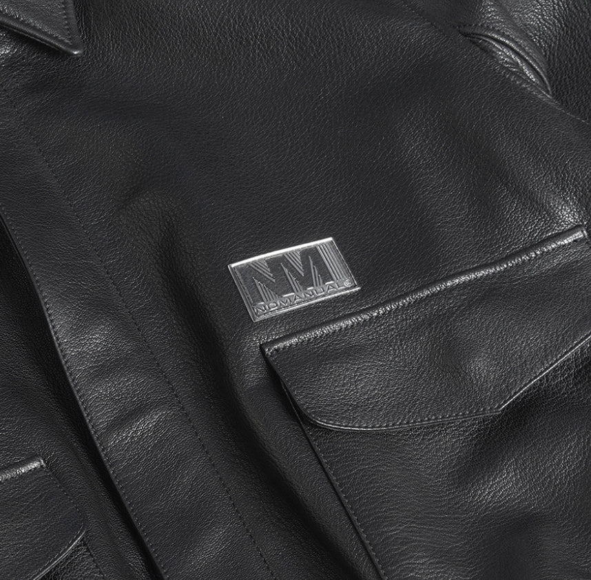 NOMANUAL(ノーマニュアル) NM A-2 LEATHER JACKET - BLACK