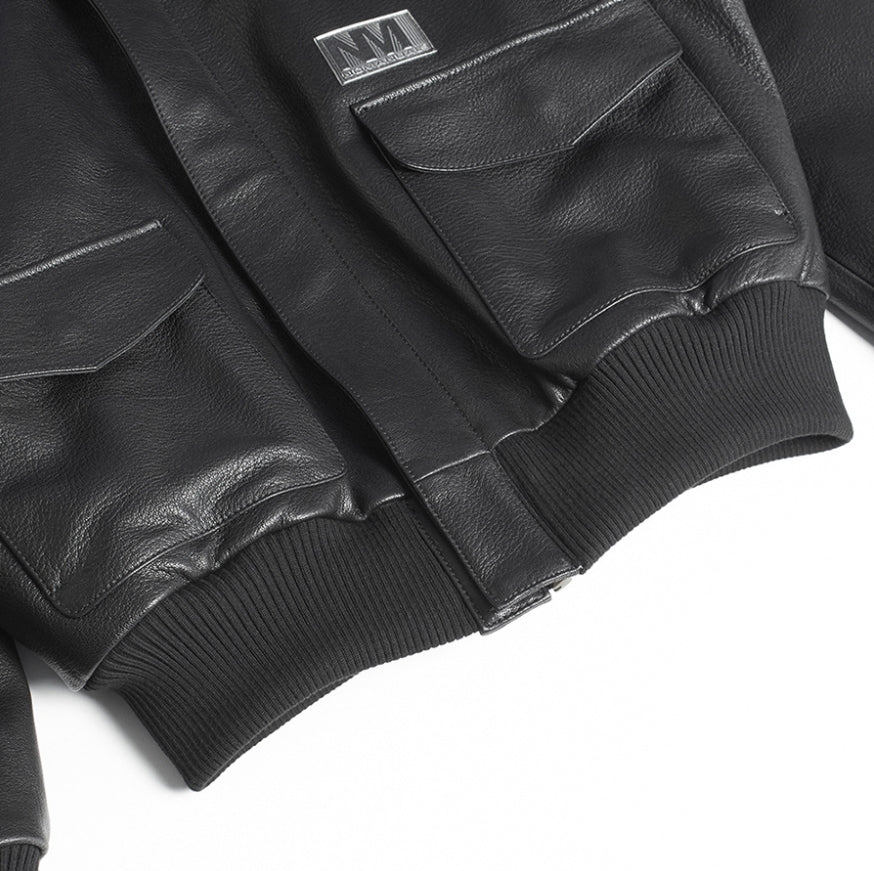 NOMANUAL(ノーマニュアル) NM A-2 LEATHER JACKET - BLACK