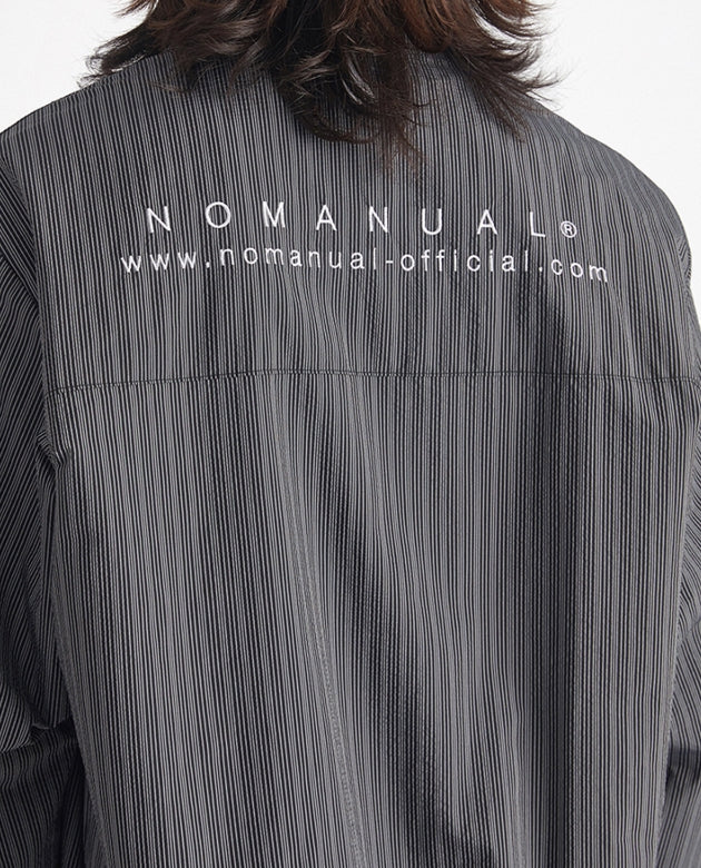 NOMANUAL(ノーマニュアル) STRIPED BLOUSON JACKET - BLACK