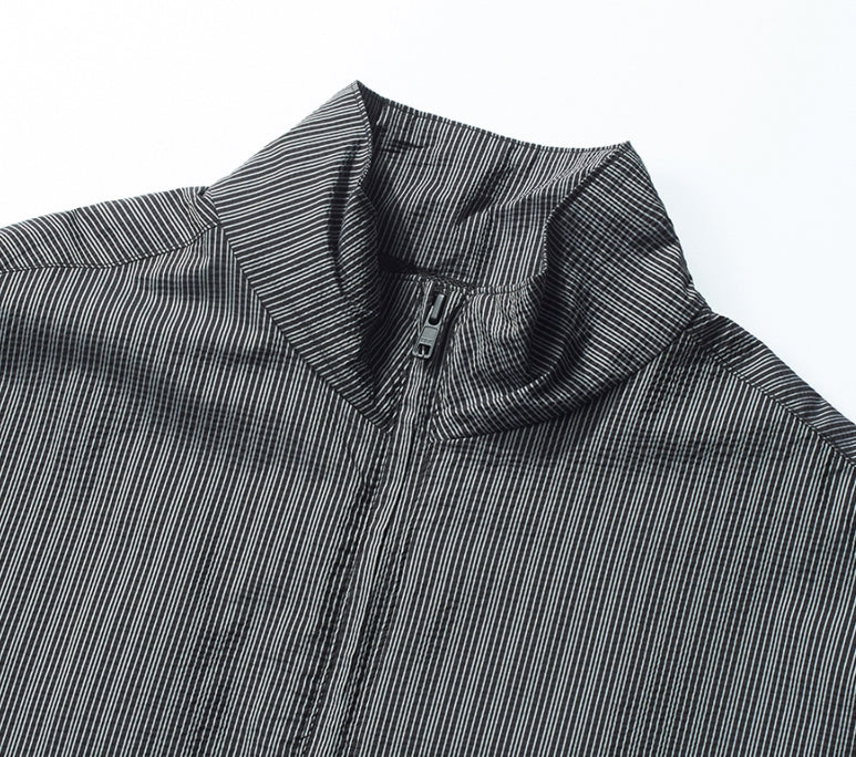 NOMANUAL(ノーマニュアル) STRIPED BLOUSON JACKET - BLACK