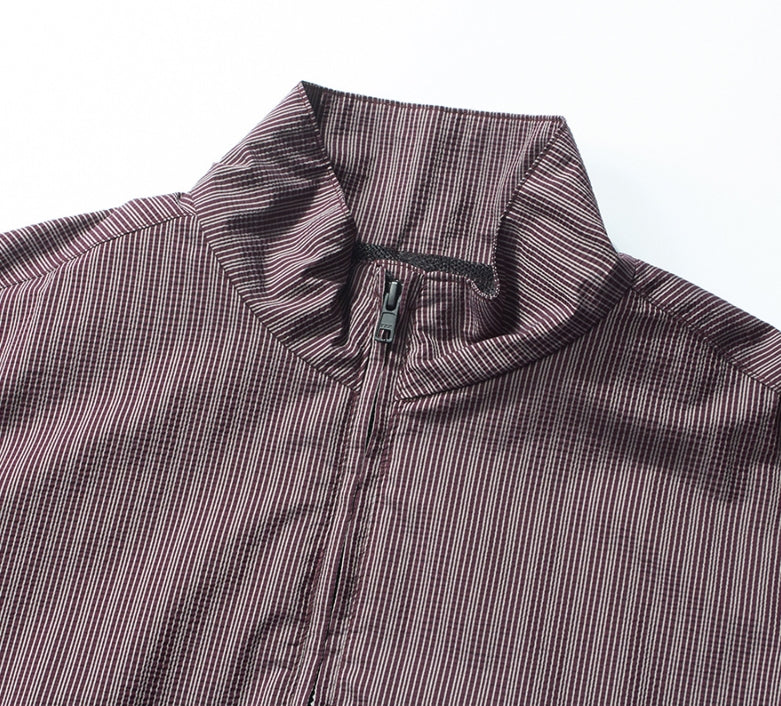 NOMANUAL(ノーマニュアル) STRIPED BLOUSON JACKET - WINE
