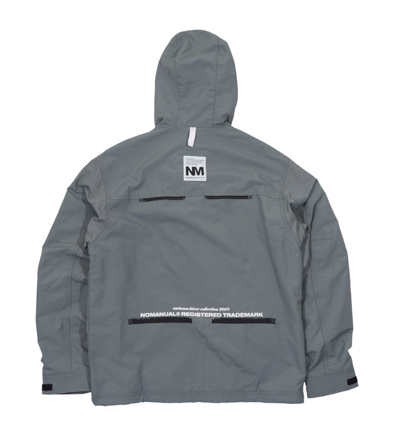 NOMANUAL(ノーマニュアル) NM CONVERTIBLE POCKET WIND BREAKER - GREY