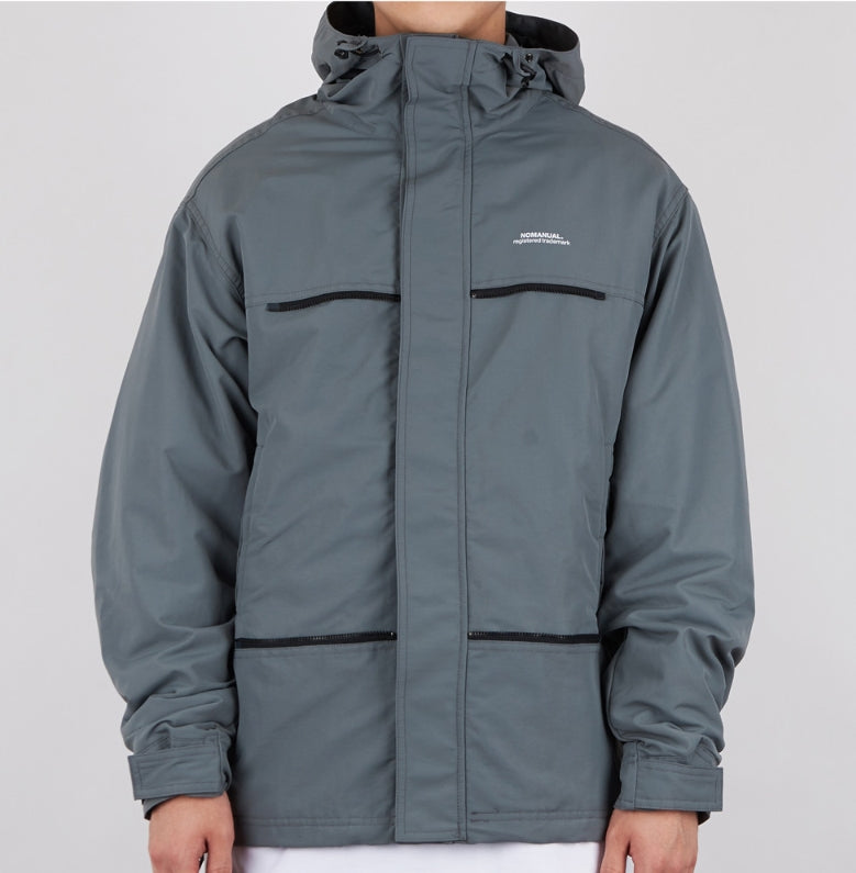 NOMANUAL(ノーマニュアル) NM CONVERTIBLE POCKET WIND BREAKER - GREY