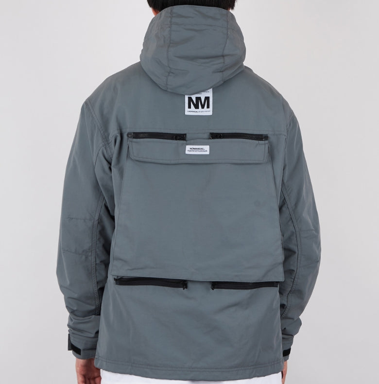 NOMANUAL(ノーマニュアル) NM CONVERTIBLE POCKET WIND BREAKER - GREY