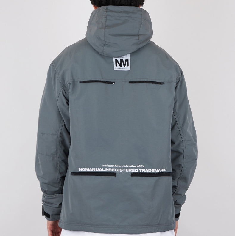 NOMANUAL(ノーマニュアル) NM CONVERTIBLE POCKET WIND BREAKER - GREY