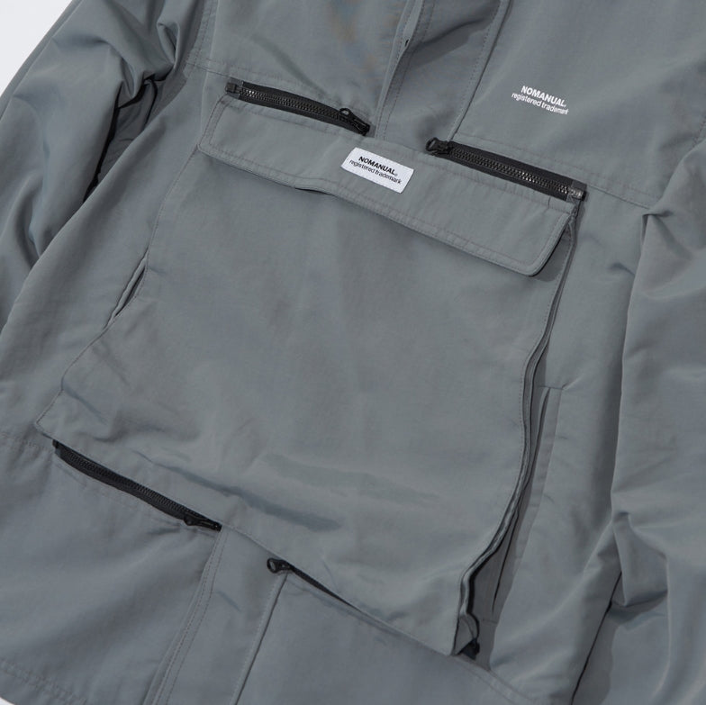 NOMANUAL(ノーマニュアル) NM CONVERTIBLE POCKET WIND BREAKER - GREY