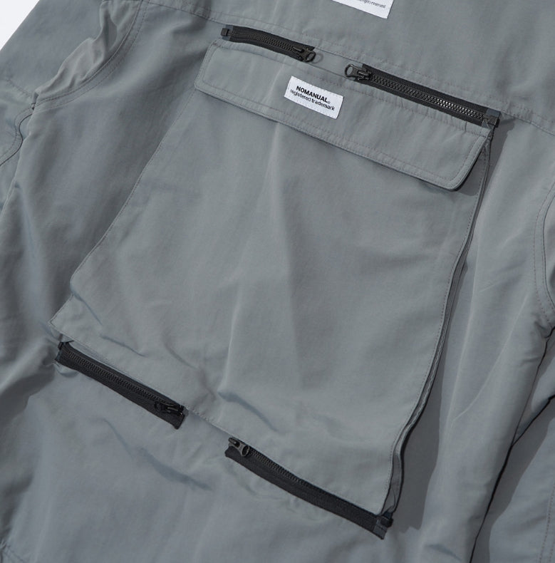 NOMANUAL(ノーマニュアル) NM CONVERTIBLE POCKET WIND BREAKER - GREY