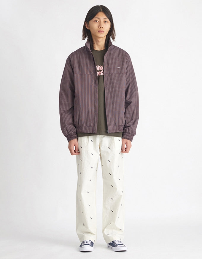NOMANUAL(ノーマニュアル) STRIPED BLOUSON JACKET - WINE