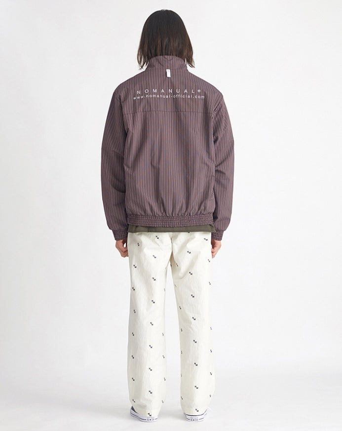 NOMANUAL(ノーマニュアル) STRIPED BLOUSON JACKET - WINE
