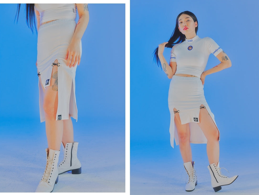 オージーオーディー(OZOD) SLIT SKIRT_WHITE
