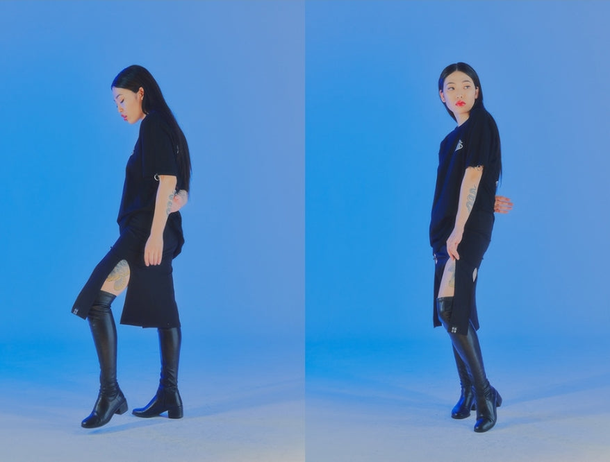 オージーオーディー(OZOD) SLIT SKIRT_BLACK
