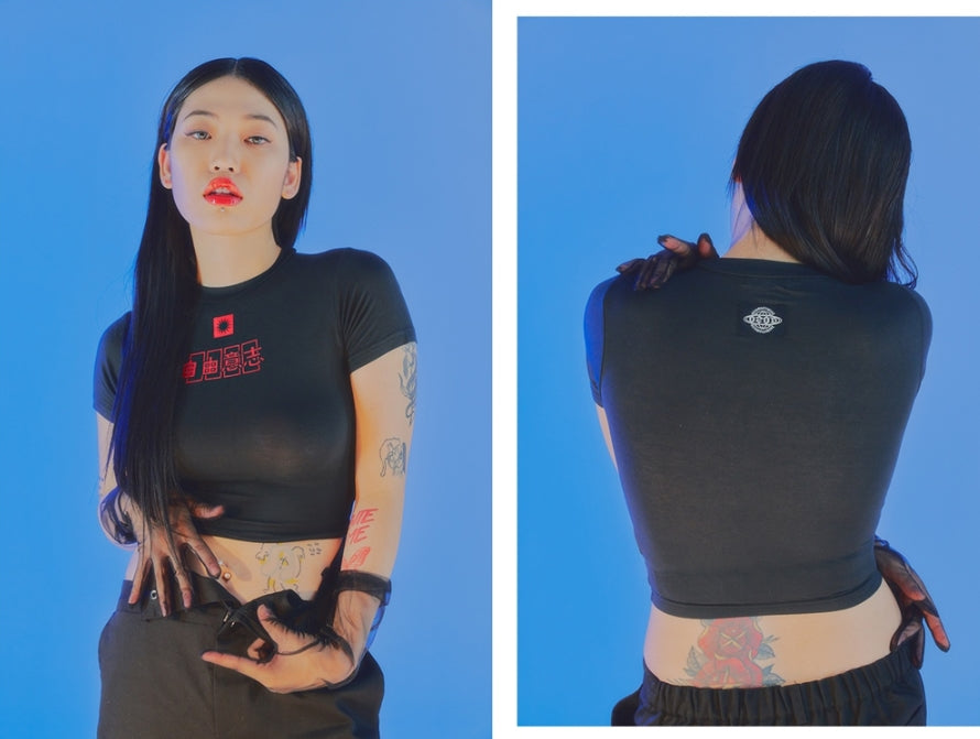 オージーオーディー(OZOD) FREE WILL CROP TOP_BLACK