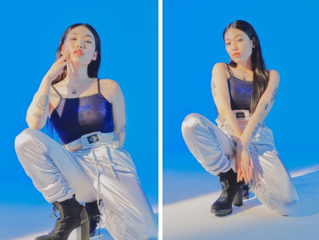 オージーオーディー(OZOD) GLITTER TANK TOP_BLACK