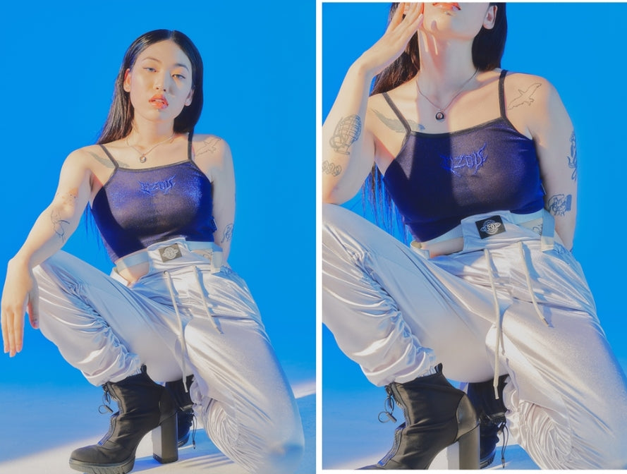 オージーオーディー(OZOD) GLITTER TANK TOP_BLACK